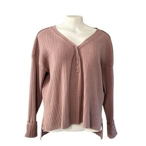 Anthropologie Daily Practice Ribbed Super Soft Cozy Henley Top Size M